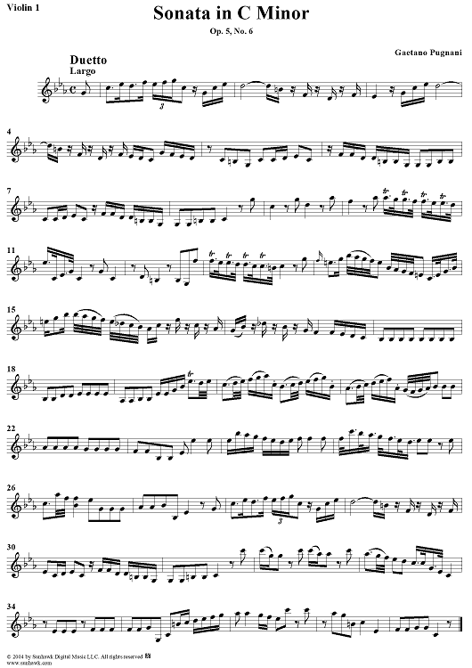 Sonata in C Minor, Op. 5, No. 6 - Violin 1