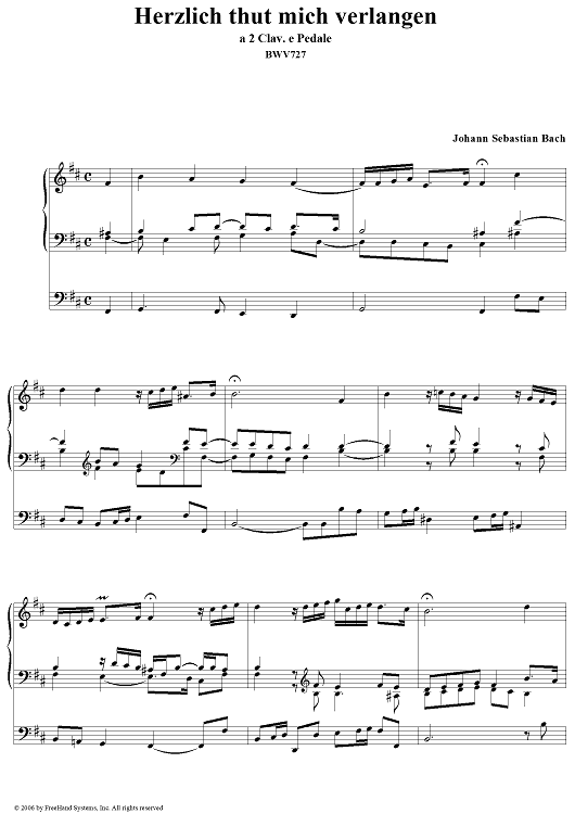 Herzlich thut mich verlangen, BWV727
