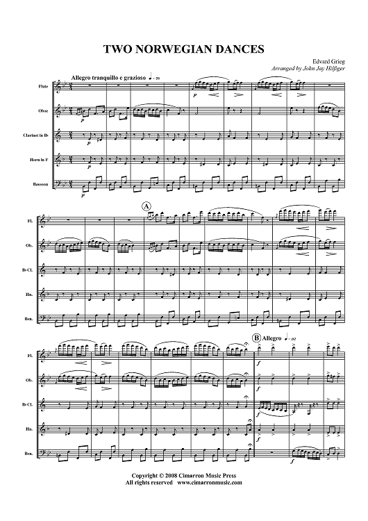 Two Norwegian Dances - Score