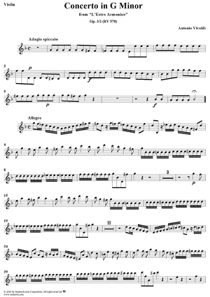 Concerto in G Minor    - from "L'Estro Armonico" - Op. 3/2  (RV578) - Violin 4