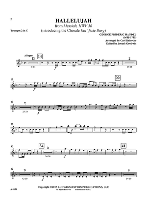 Hallelujah - from "Messiah", HWV 56 (introducing the Chorale "Ein' feste Burg") - Trumpet 2 in C