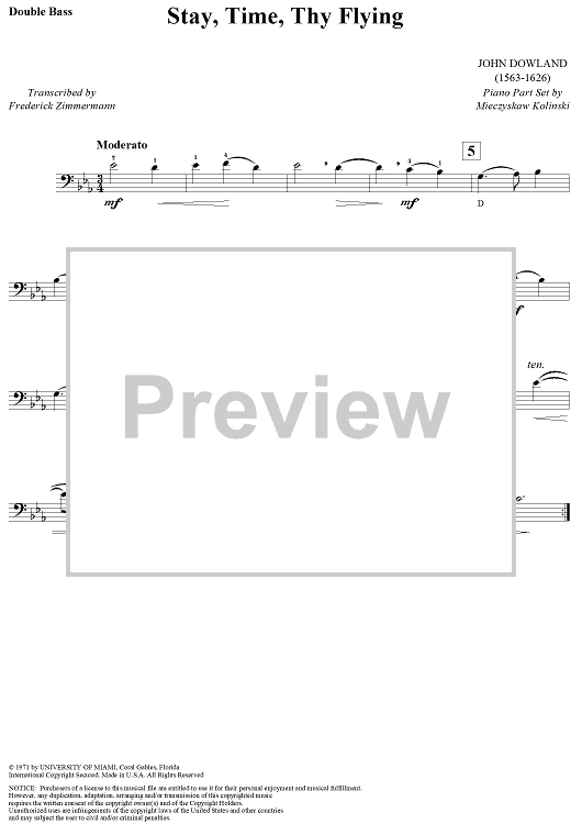 Stay, Time, Thy Flying - Double Bass