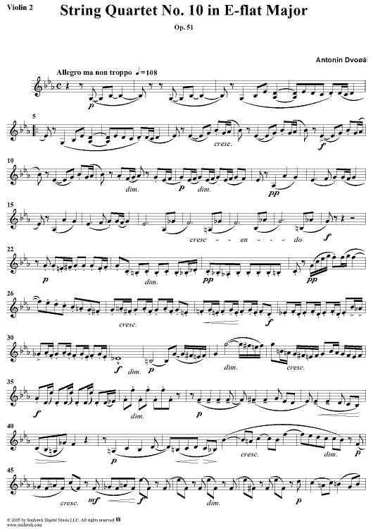 String Quartet No. 10 in E-flat Major, Op. 51 - Violin 2