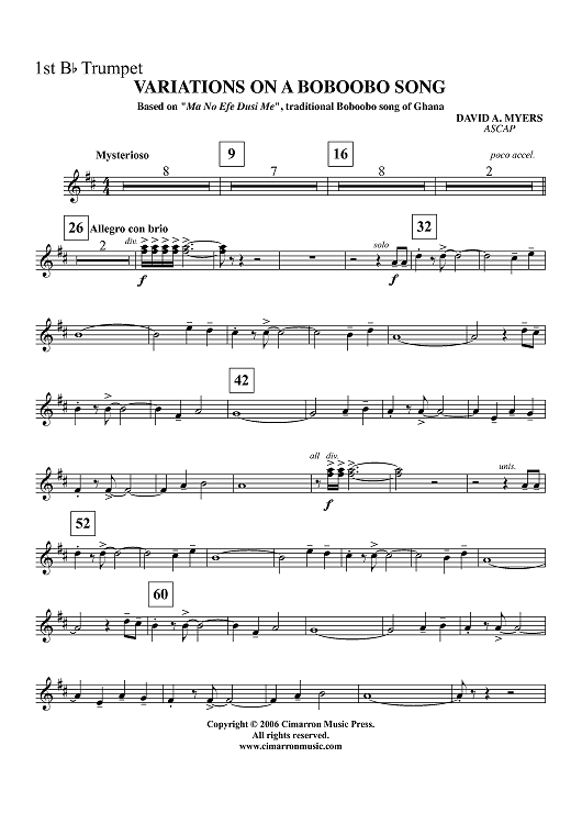 Variations on a Boboobo Song - B-flat Trumpet 1