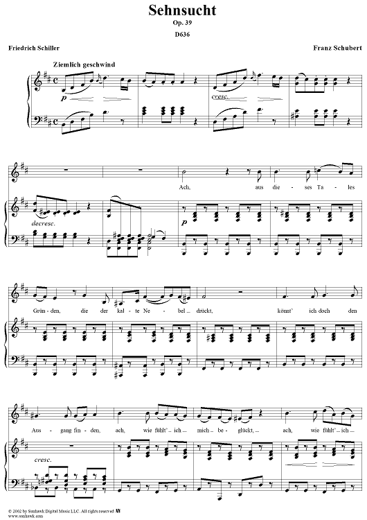 Sehnsucht II, Op.39, D636