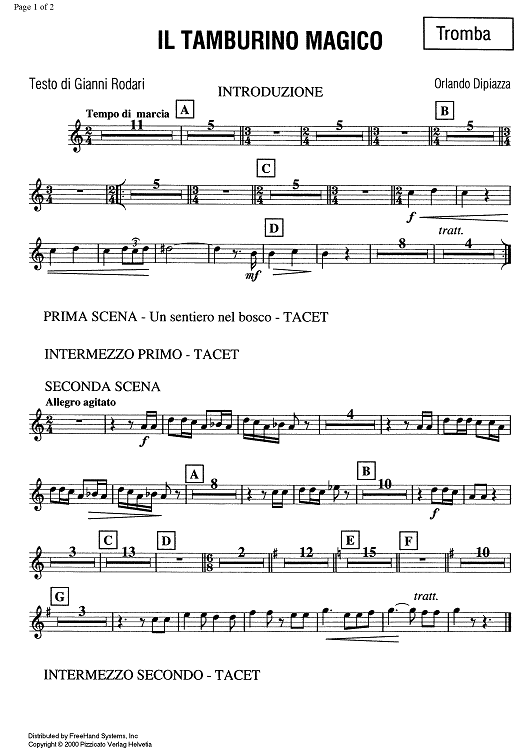 Il tamburo magico - The magical tambourin [set of parts] - Trumpet in C