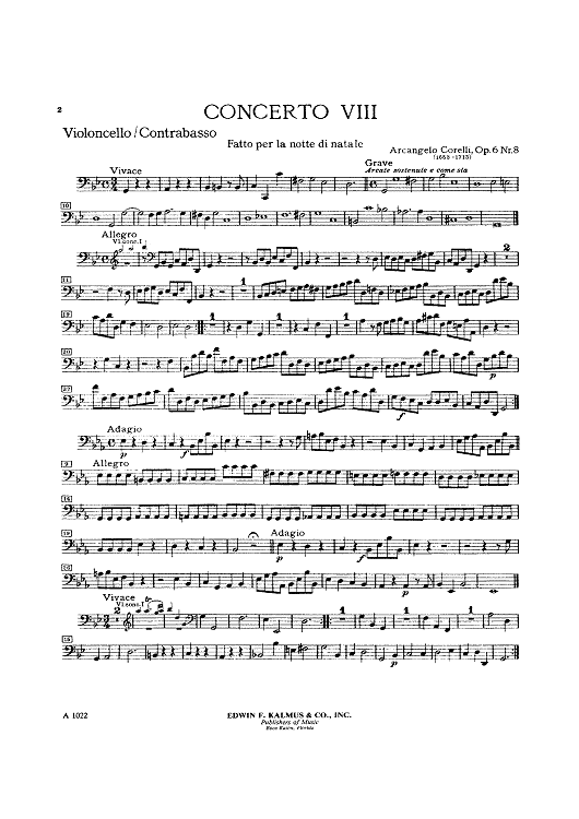 Concerto Grosso in G minor (Christmas Concerto) Op. 6 No. 8 - Violoncello/Contrabasso