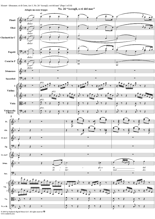 Idomeneo, rè di Creta, Act 3, No. 26 "Accogli, o rè del mar" - Full Score