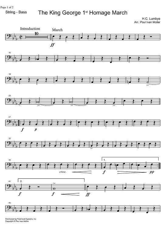 King George 1st Homage March - Double Bass