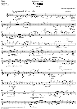 Clarinet Sonata, Op. 14  (in place of Clarinet) - Violin