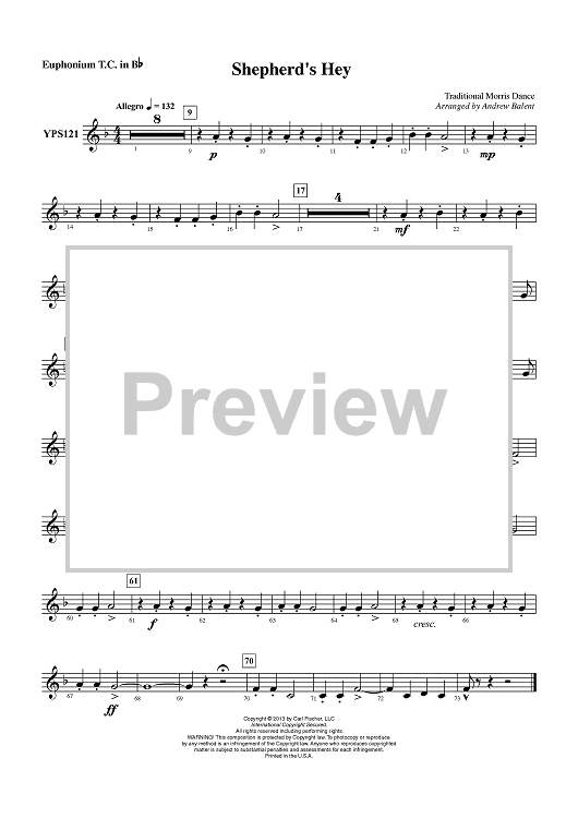 Shepherd’s Hey - Euphonium TC in Bb