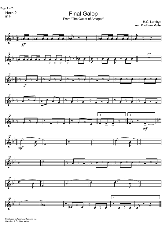 Final Galop from the Guard of Amager - Horn in F 2