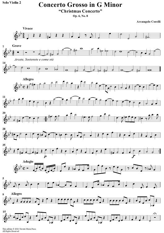 Concerto Grosso No. 8 in G Minor, Op. 6, "Christmas Concerto" - Solo Violin 2