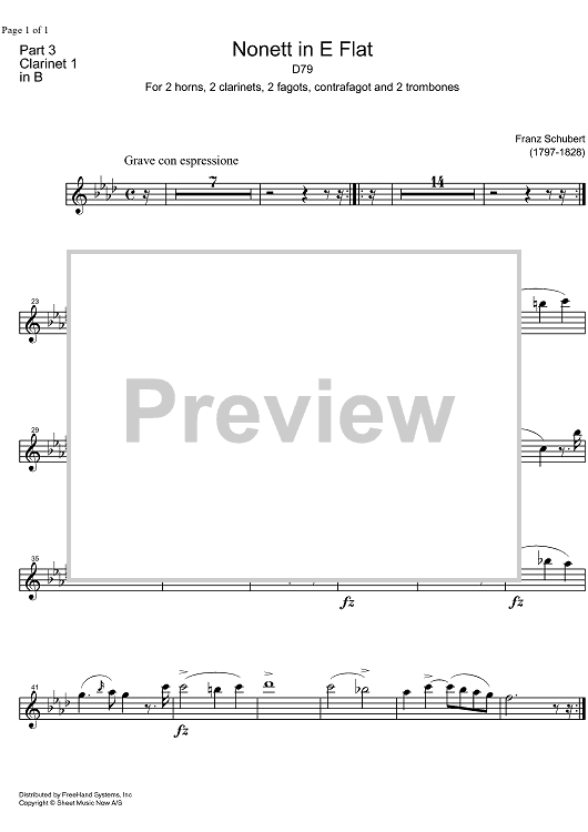 Nonet Eb Major D79 - B-flat Clarinet 1