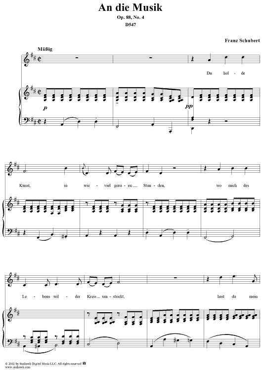 An die Musik, Op. 88, No. 4, D547