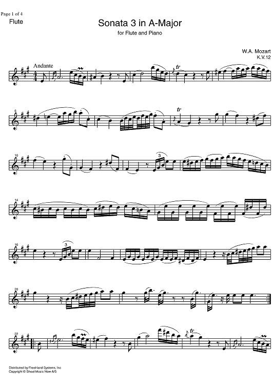 Sonata No. 7 A Major KV12 - Flute