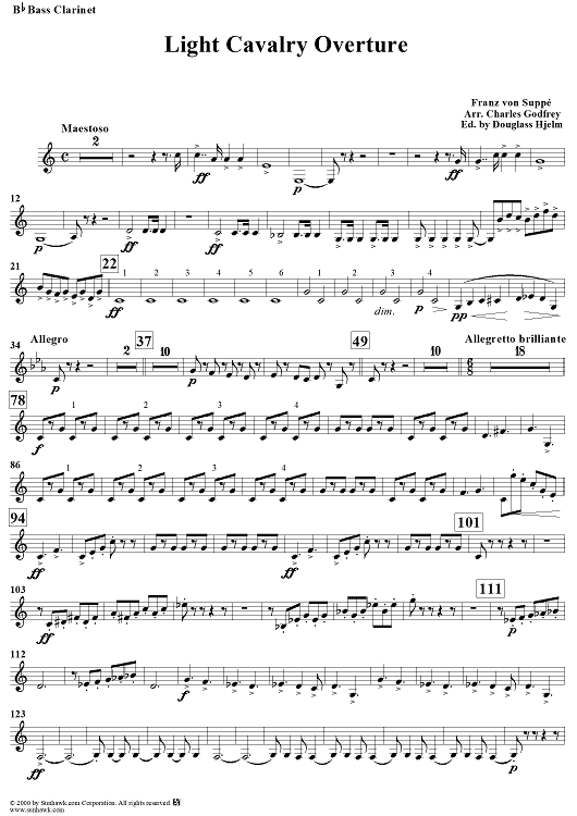Light Cavalry Overture - Bass Clarinet