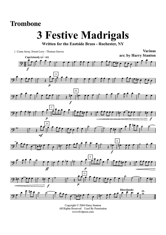 3 Festive Madrigals - Trombone