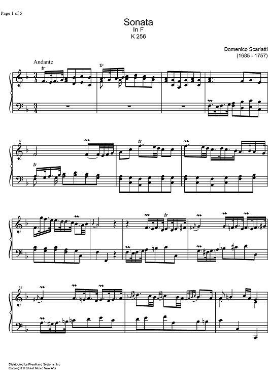 Sonata F Major K256