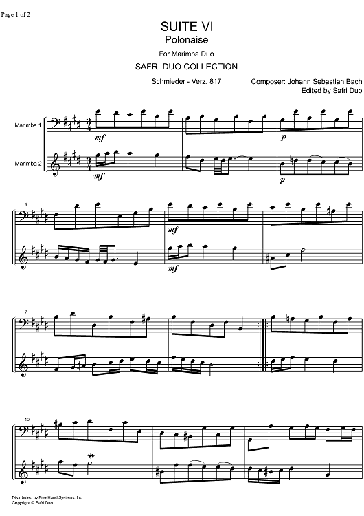 French Suite  6 E Major BWV 817 - Score