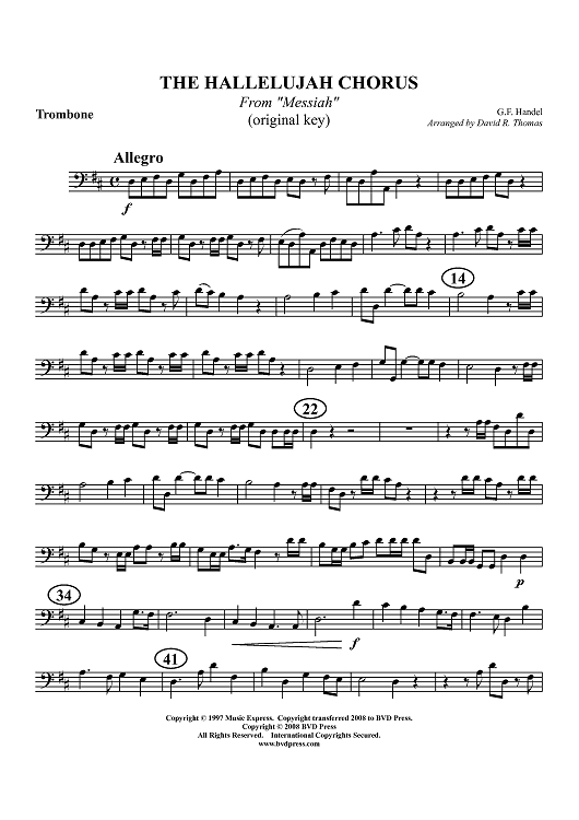 Hallelujah Chorus - Trombone