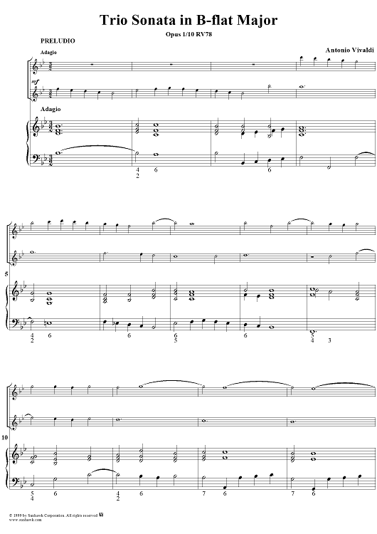 Trio Sonata in B-flat major, Op. 1/10 RV 78