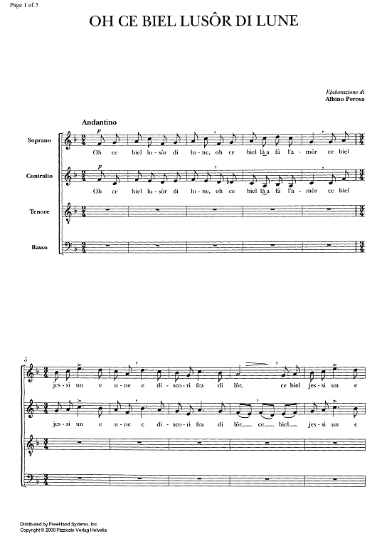 Oh ce biel lusôr di lune