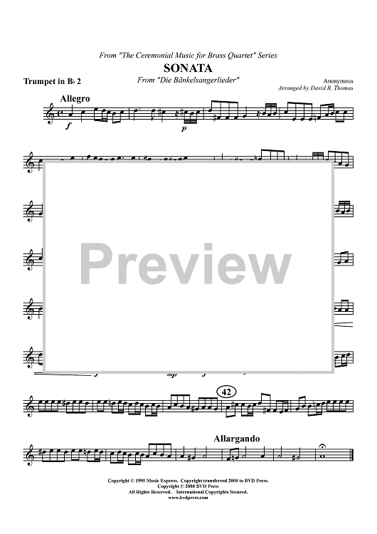Sonata from "Die bankelsangerlieder" - Trumpet 2