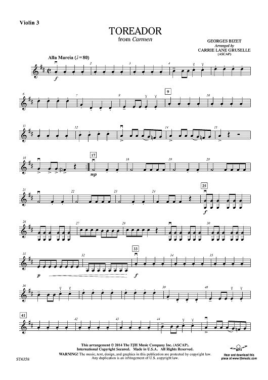 Toreador (from Carmen) - Violin 3 (Viola T.C.)