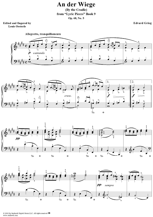 Lyric Pieces Book 9, op. 68, no. 5: An der Wiege (Cradle Song)