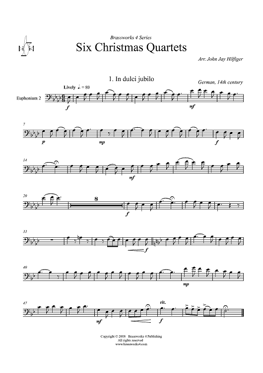 Six Christmas Quartets - Euphonium 2