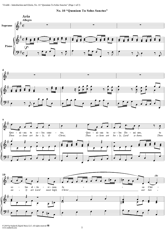 Introduction and Gloria, RV639: No. 10, Quoniam Tu Solus Sanctus