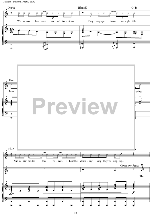 Yorktown (The World Turned Upside Down) from Hamilton" Sheet Music for
