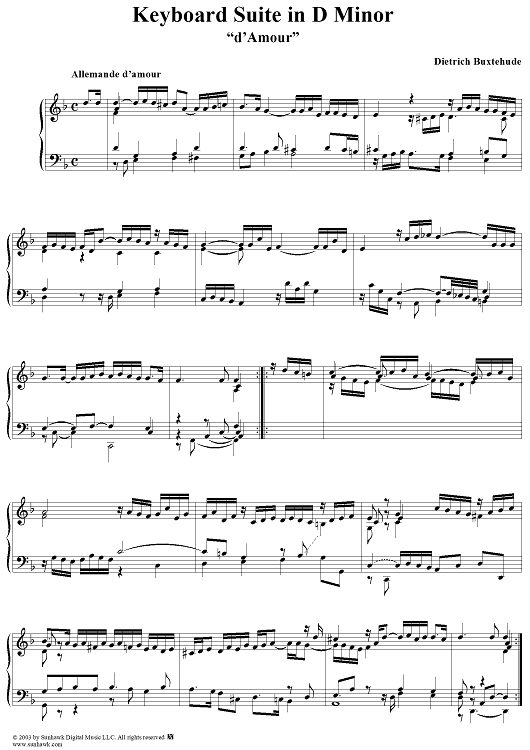 Keyboard Suite in D Minor, "d'Amour" (B233)