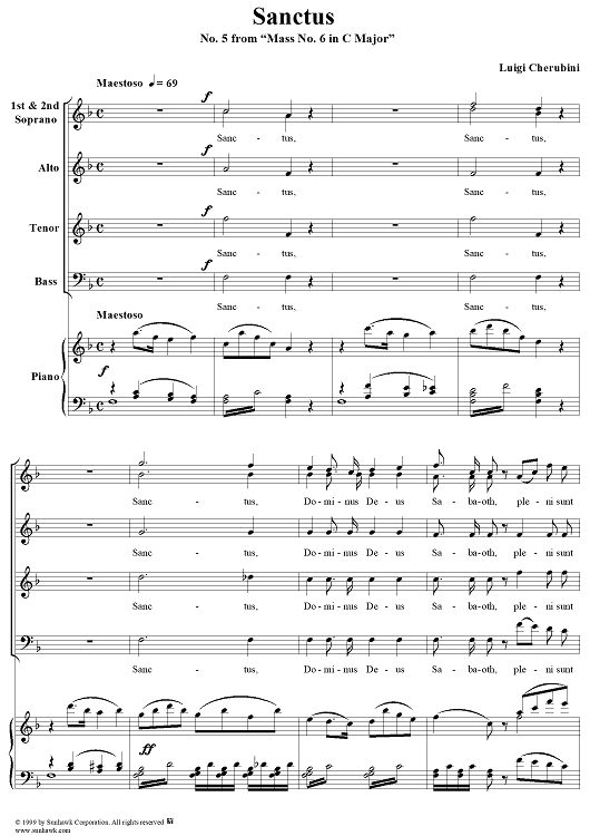 Sanctus - No. 5 from "Mass No. 6 in C major"
