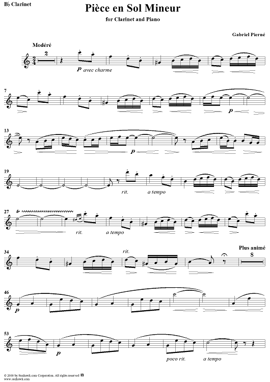 Piece In G Minor - Clarinet
