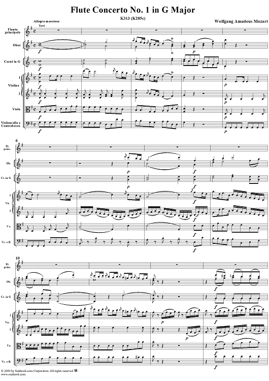 Flute Concerto No. 1 in G Major K285c (K313) - Full Score