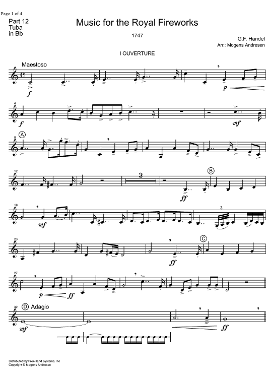 Music for the Royal Fireworks HWV 351 - Tuba in B-flat BC