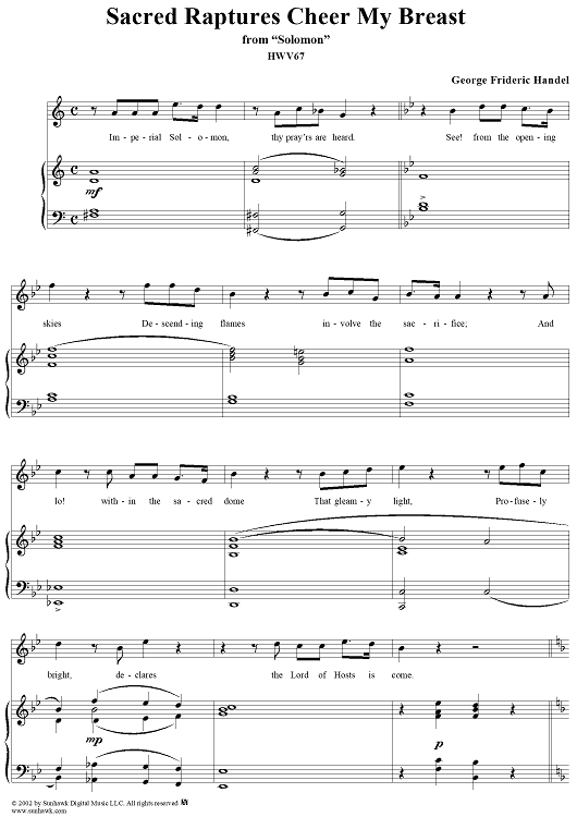 Solomon, "Sacred raptures cheer my breast"