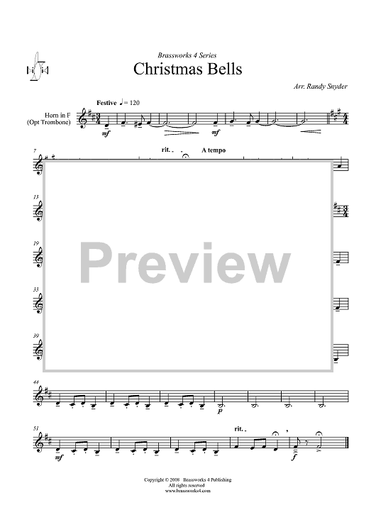 Christmas Bells - Horn in F (opt. Trombone 1)