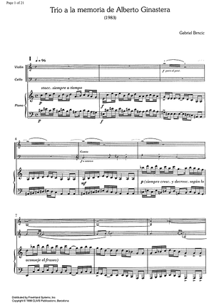 Trio a la memnoriade Alberto Ginastera - Score