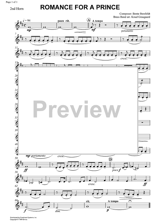 Romance for a Prince - Horn in E-flat 2