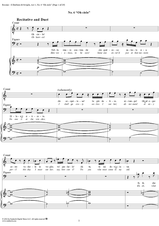Recitative and Duet: Oh cielo!, No. 6 from "Il Barbiere di Siviglia"