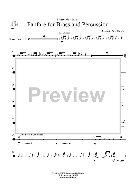 Fanfare for Brass and Percussion - Snare Drum