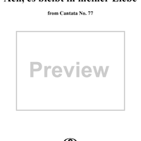 "Ach, es bleibt in meiner Liebe", Aria, No. 5 from Cantata No. 77: "Du sollst Gott, deinen Herren, lieben" - Piano Score