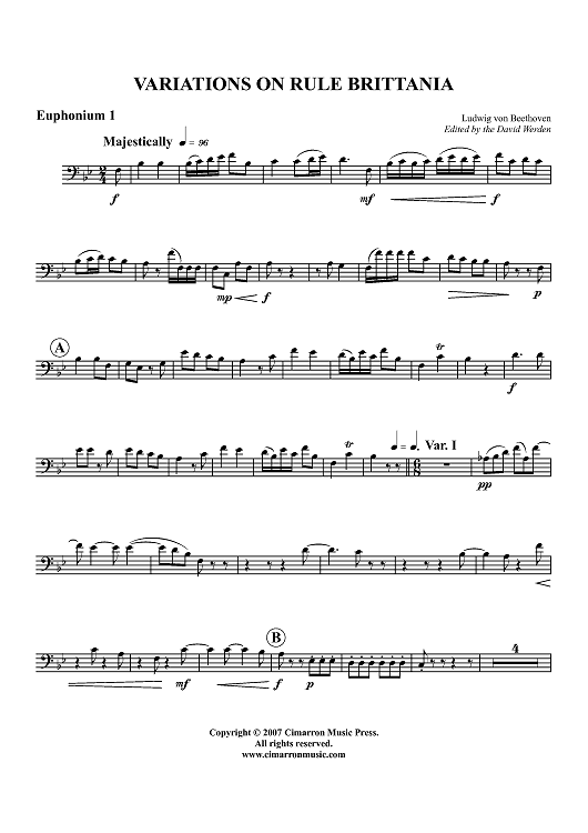 Variations On Rule Britannia - Euphonium 1