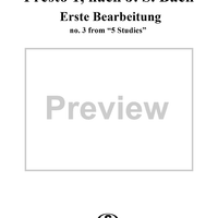 Presto 1, after J.S. Bach,  No. 3 from "5 Studies"