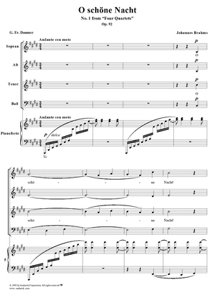 Four Quartets, Op. 92, No. 1: O schöne Nacht