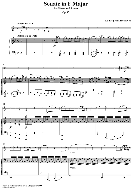 Horn Sonata in F Major, Op. 17 - Piano Score
