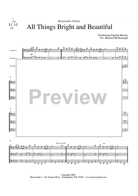 All Things Bright and Beautiful - Score
